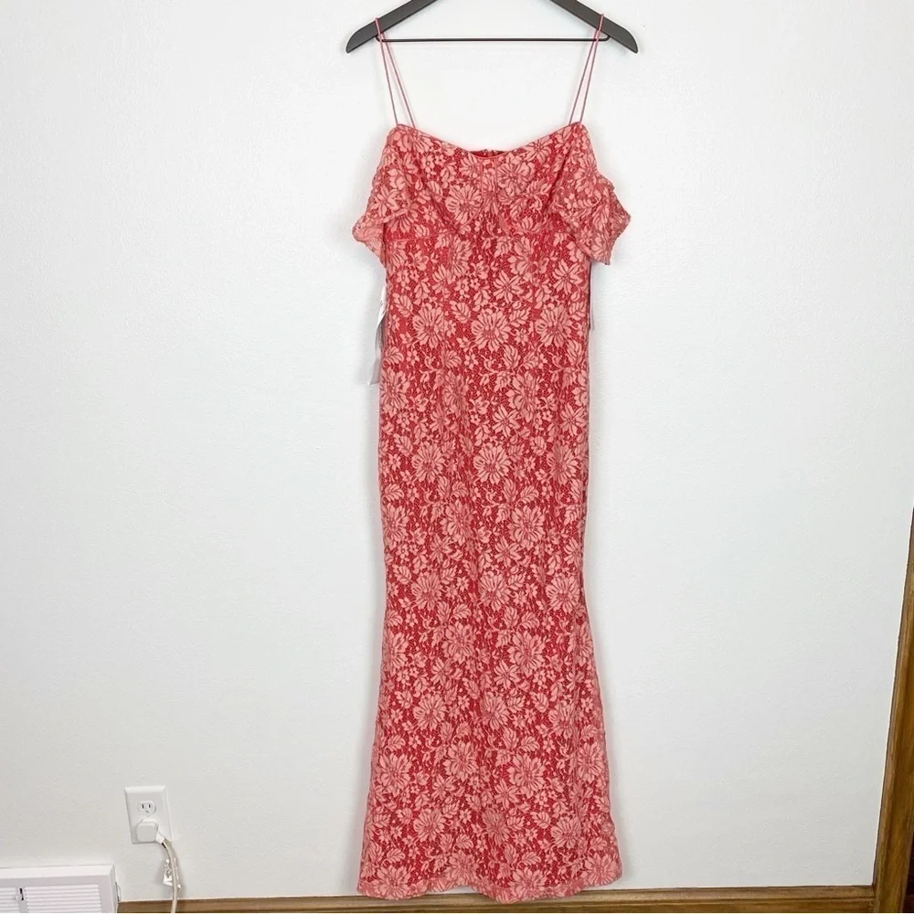 JS Collections Meloday Bow Mermaid Lace Gown in Poppy Red Rosette 8617384 - Picture 5 of 8